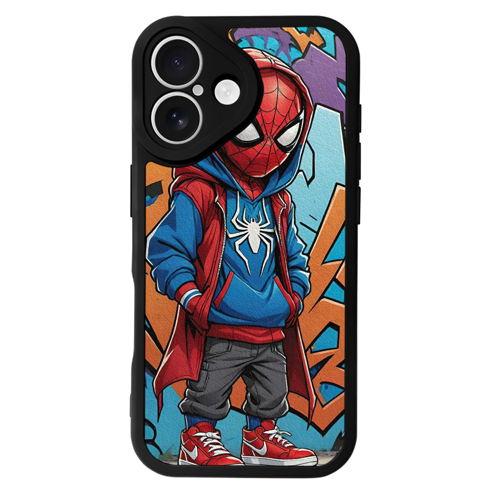 （画像用） Spider Man スパイダーマン 【iPhone 16シリーズ対応】シリコンスマホケース（レザー調） 材質：シリコン